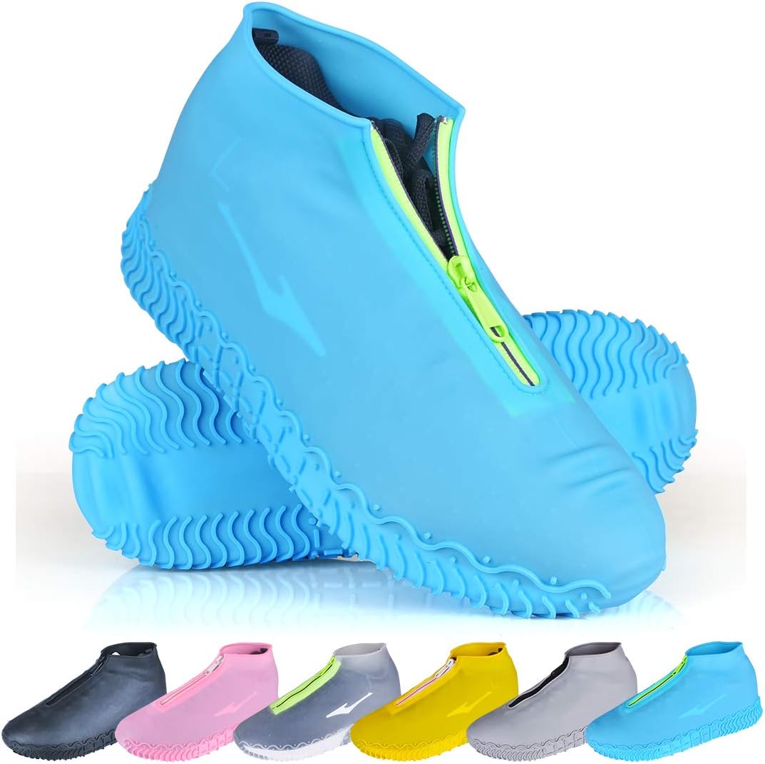 Shoe Covers Waterproof Reusable Foldable Not-Slip Rain Shoe Covers with Zipper,Shoe Protectors Overshoes Rain Galoshes for Kids Men and Women