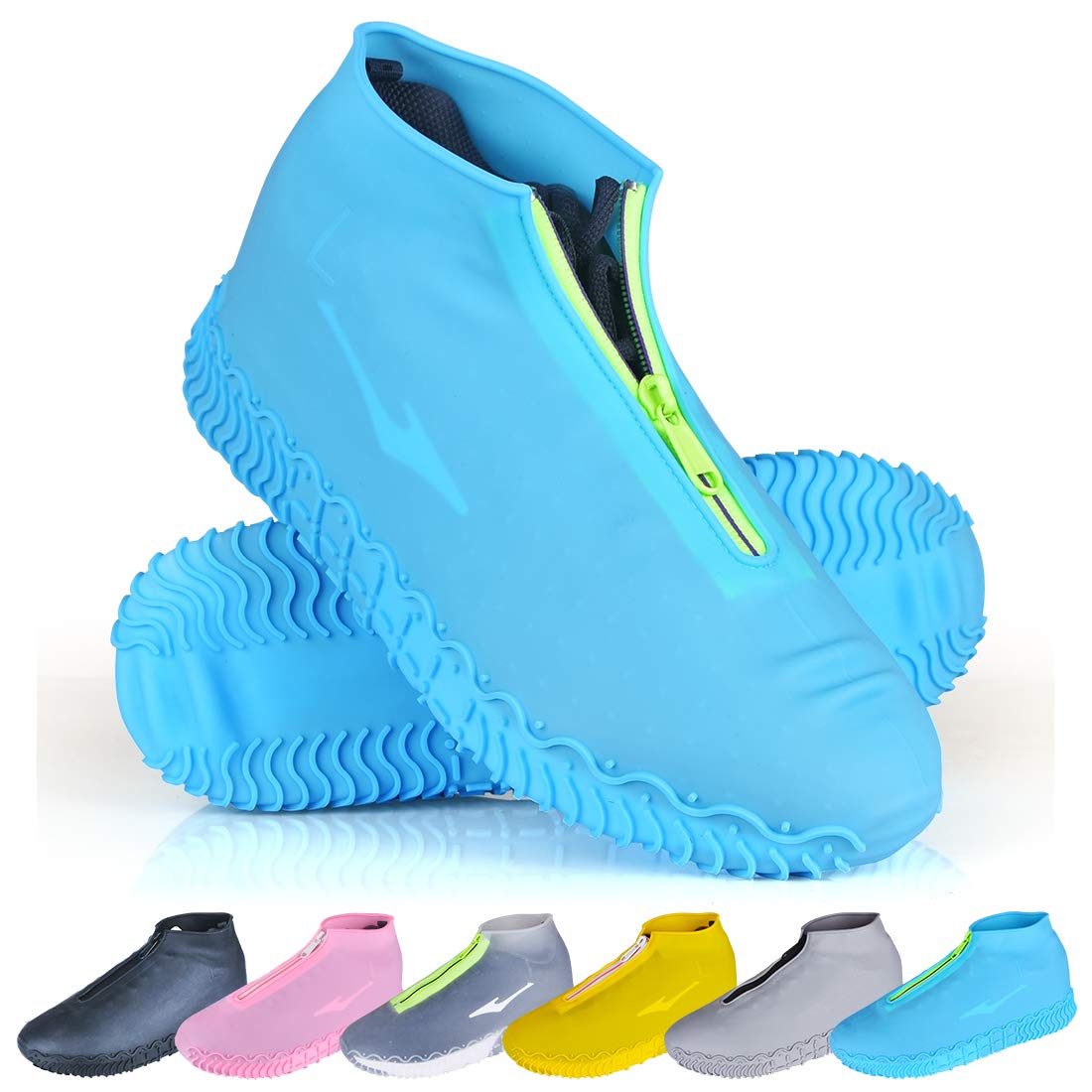 Shoe Covers Waterproof Reusable Foldable Not-Slip Rain Shoe Covers with Zipper,Shoe Protectors Overshoes Rain Galoshes for Kids Men and Women
