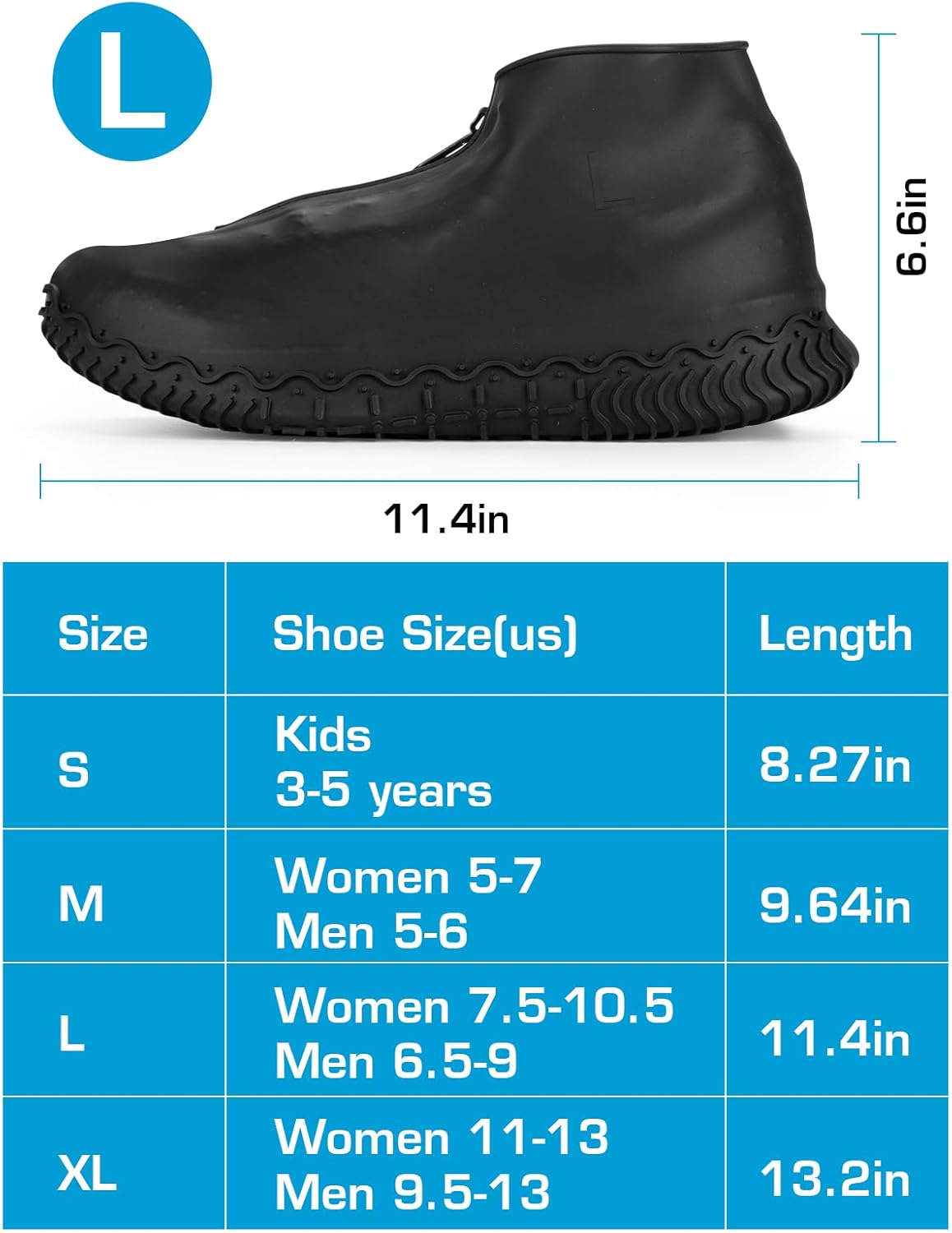 Zbyoujer Waterproof Rain Shoe Covers, Silicone Overshoes with Zipper Non-slip Galoshes for Men and Women