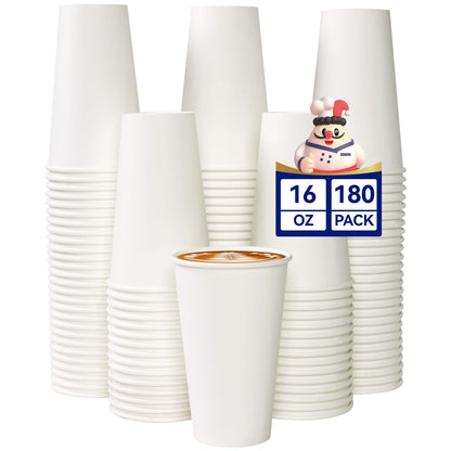 JOLLY CHEF 8 oz Paper Coffee Cups, White Beverages 400 Pack Drinking Cups