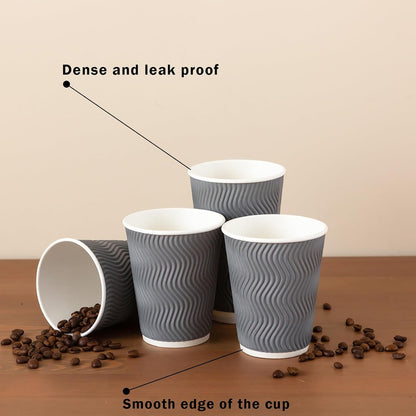 Clawsoff 120 Pack 12 oz Coffee Cups Disposable Insulated Paper Cup Gray
