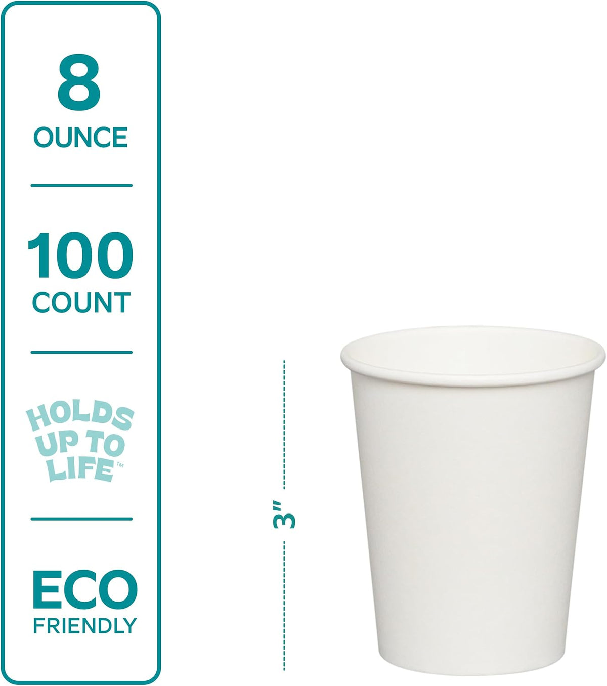 GUSTO 8 oz Disposable White Paper Cups [100 Count] Hot Coffee Cups