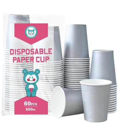 60Pcs 8oz Disposable Paper Cups For Party Picnic BBQ(Light purple)