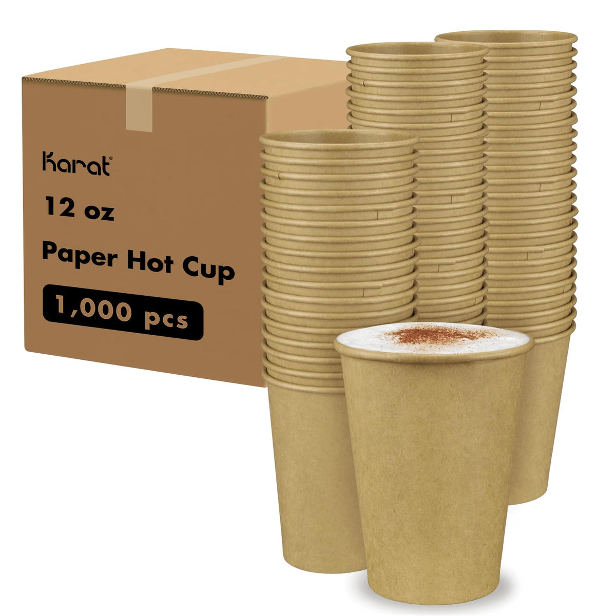 Karat [10oz - 1,000ct Coffee Cups, Paper Hot Cups, 90mm Diameter