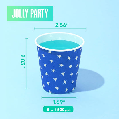 JOLLY PARTY 500Pack 5oz Paper Cups Disposable Cups Small Mouthwash Cup