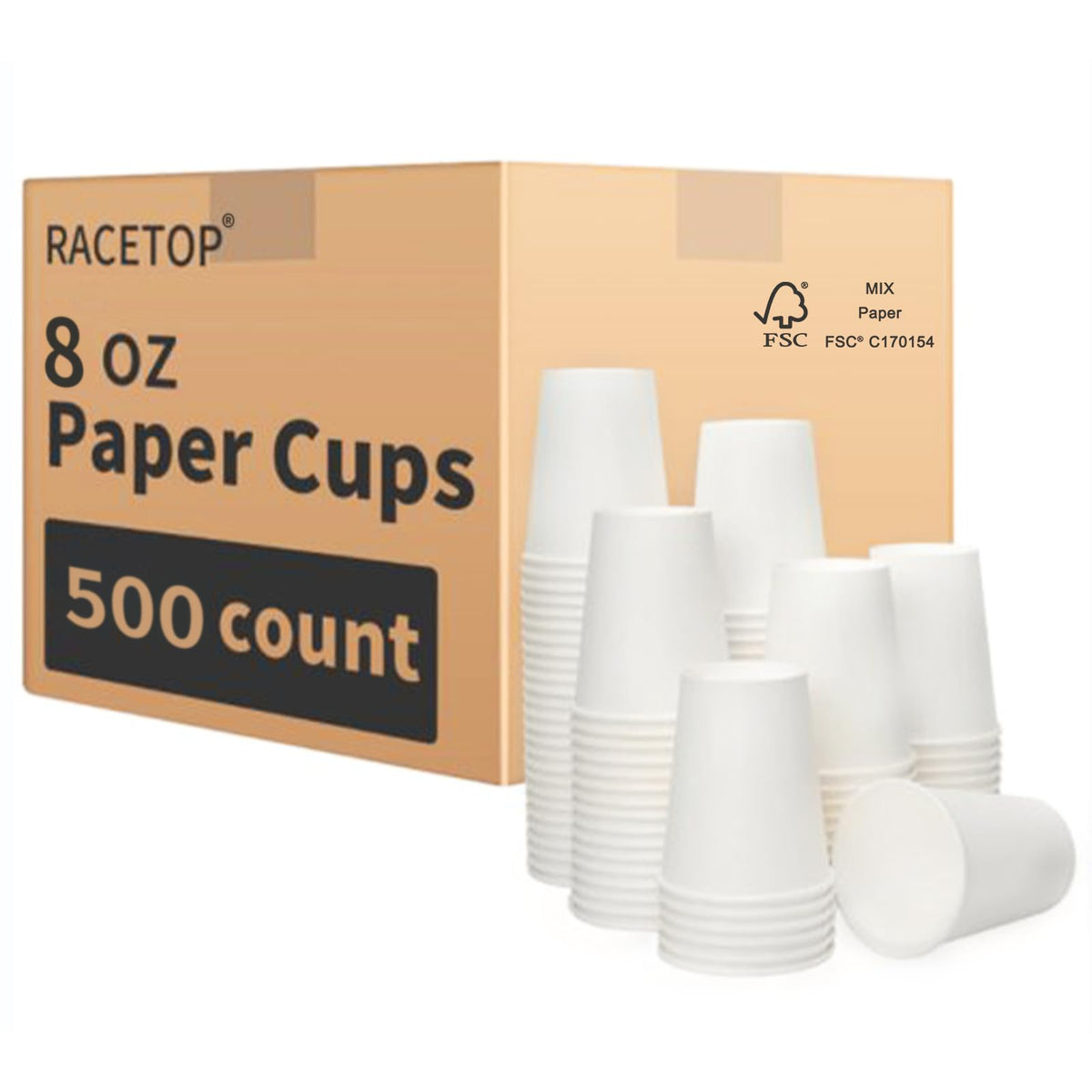 RACETOP 12 oz 50 pack Disposable Paper Coffee Cups with Lids and Sleeves
