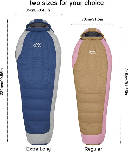 Down Sleeping Bag with Pillow for Adults and Teens