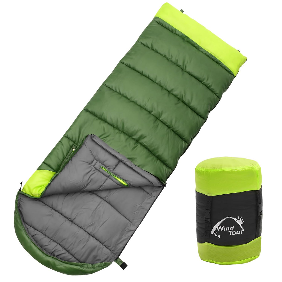 Wind Tour 3 Season Lightweight Waterproof Sleeping Bag Indoor & Outdoor for Hiking Backpacking Camping Traveling