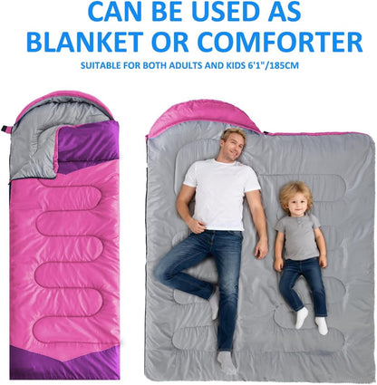 oaskys Camping Sleeping Bag - 3 Season Warm & Cool Weather - Summer Spring Fall Lightweight Waterproof for Adults Kids - Camping Essentials Gear Accessories Hiking Sleep Must Haves
