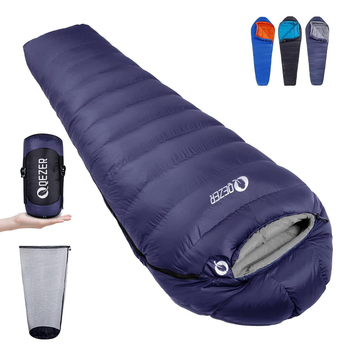 Down Mummy Sleeping Bag for Adults, 600 Fill Power Backpacking