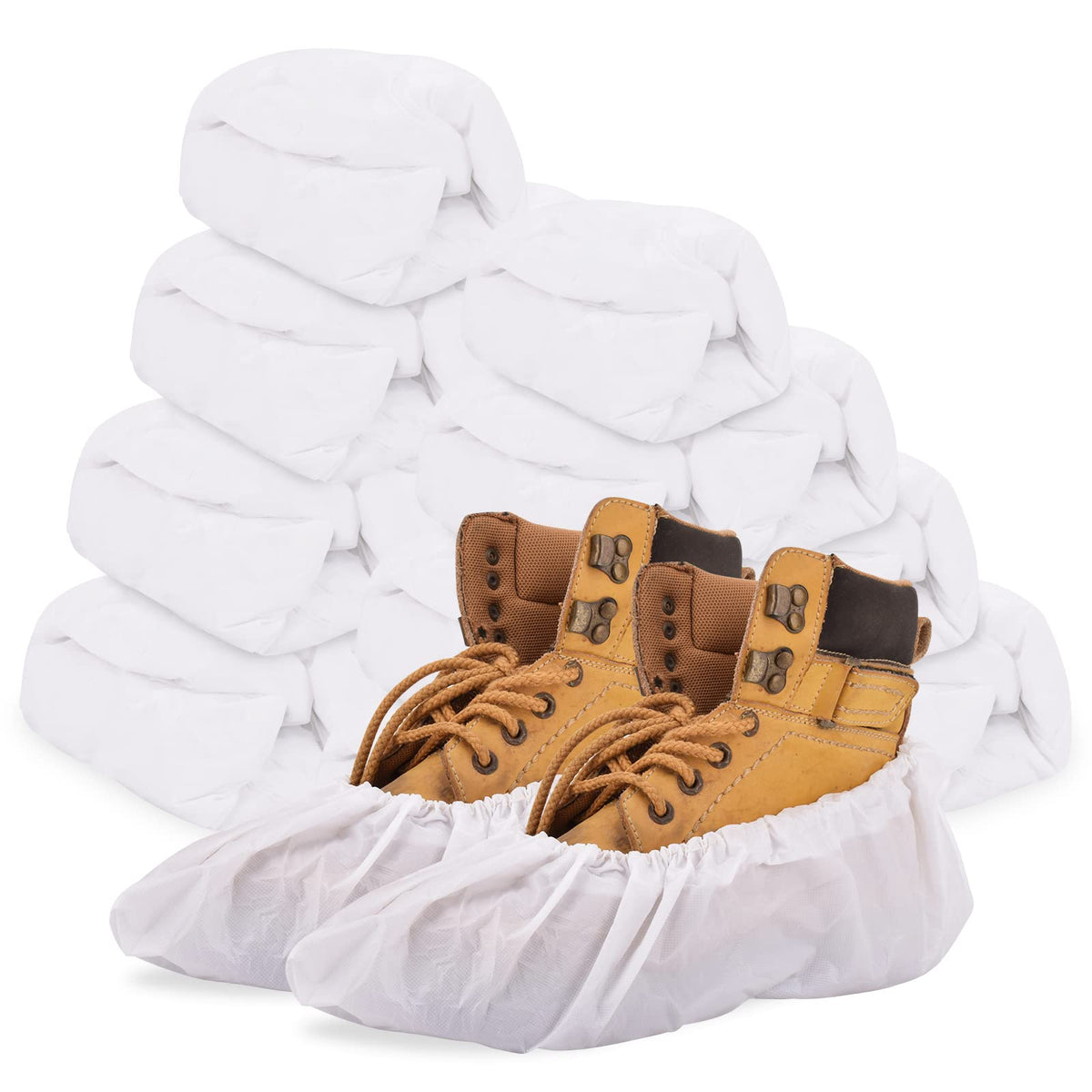 Shoe Covers Disposable,200Pack（100 Pairs）Boot Covers Waterproof Non Slip -Resistant One Size Fits Most for Rain Cleaning Indoor Floor Protection,White