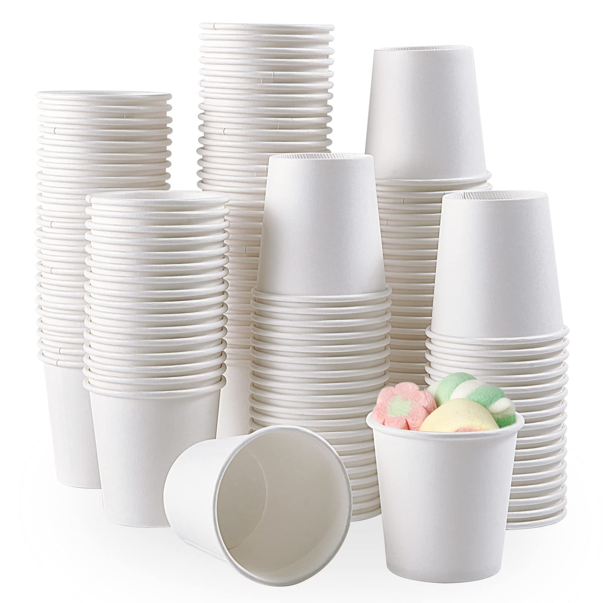 TV TOPVALUE 5 oz Paper Cups, 200 Count Small Disposable Water Cups, White