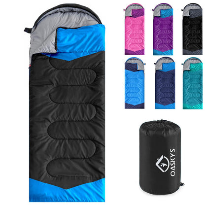 oaskys Camping Sleeping Bag - 3 Season Warm & Cool Weather - Summer Spring Fall Lightweight Waterproof for Adults Kids - Camping Essentials Gear Accessories Hiking Sleep Must Haves