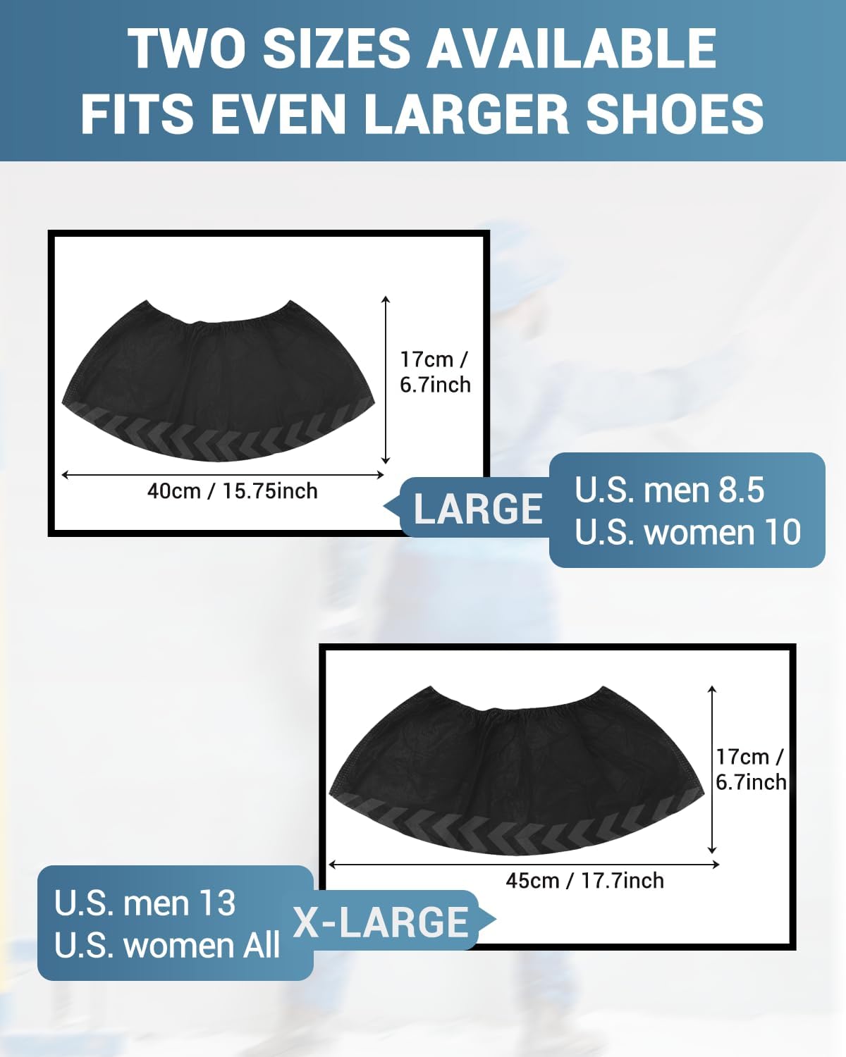 Buself X-Large 100 Count Shoe Covers Disposable Non-Slip, Premium Cloth Boot Covers, Slip-resistant, Durable, Breathable, Non-toxic, Recyclable, Stretchable Fits Up to Size 13 US Men - Black