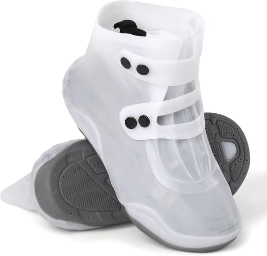 Rain Shoe Covers, Waterproof Shoe Covers - Unisex Reusable TPE Rain Boots with Adjustable Buckle & Non-Slip Sole for Hiking, Cycling, Commuting, Outdoor Adventures - Size L (Fits Women 7-10, Men 7-9)