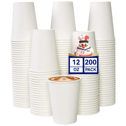 JOLLY CHEF 8 oz Paper Coffee Cups, White Beverages 400 Pack Drinking Cups