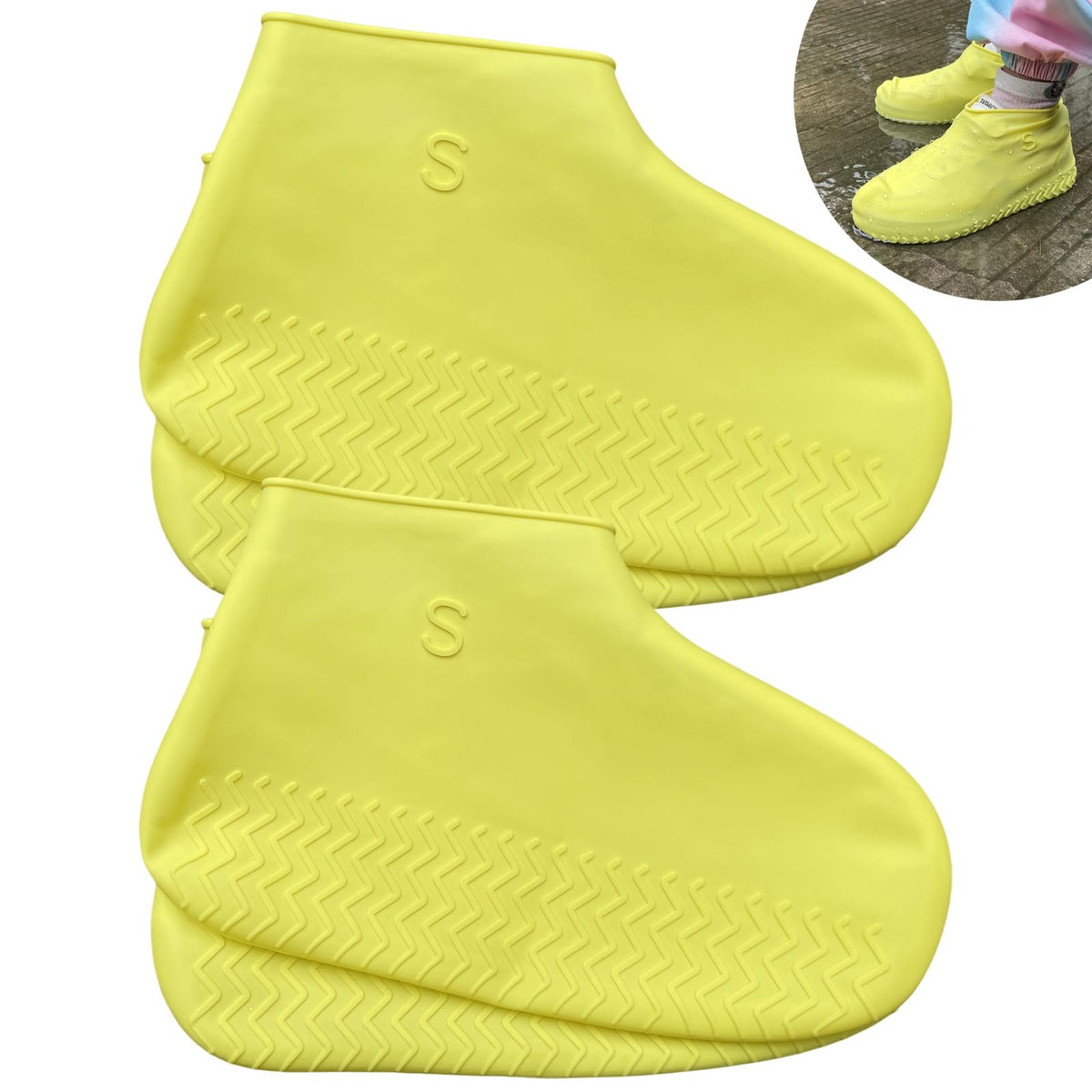 Waterproof Shoe Covers 2 Pairs, Non-Slip Reusable for Rain - Clear, L