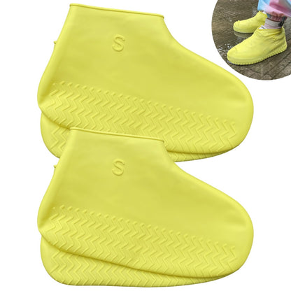 Waterproof Shoe Covers 2 Pairs, Non-Slip Reusable for Rain - Clear, L