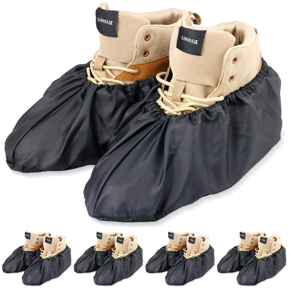 Reusable Boot & Shoe Covers, Washable, Non-Slip, 5 Pairs, Large