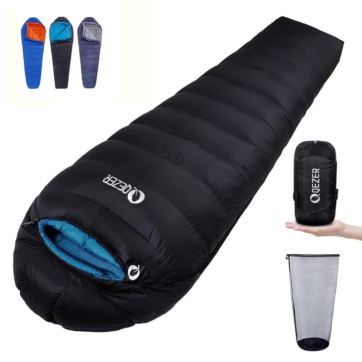 Down Mummy Sleeping Bag for Adults, 600 Fill Power Backpacking