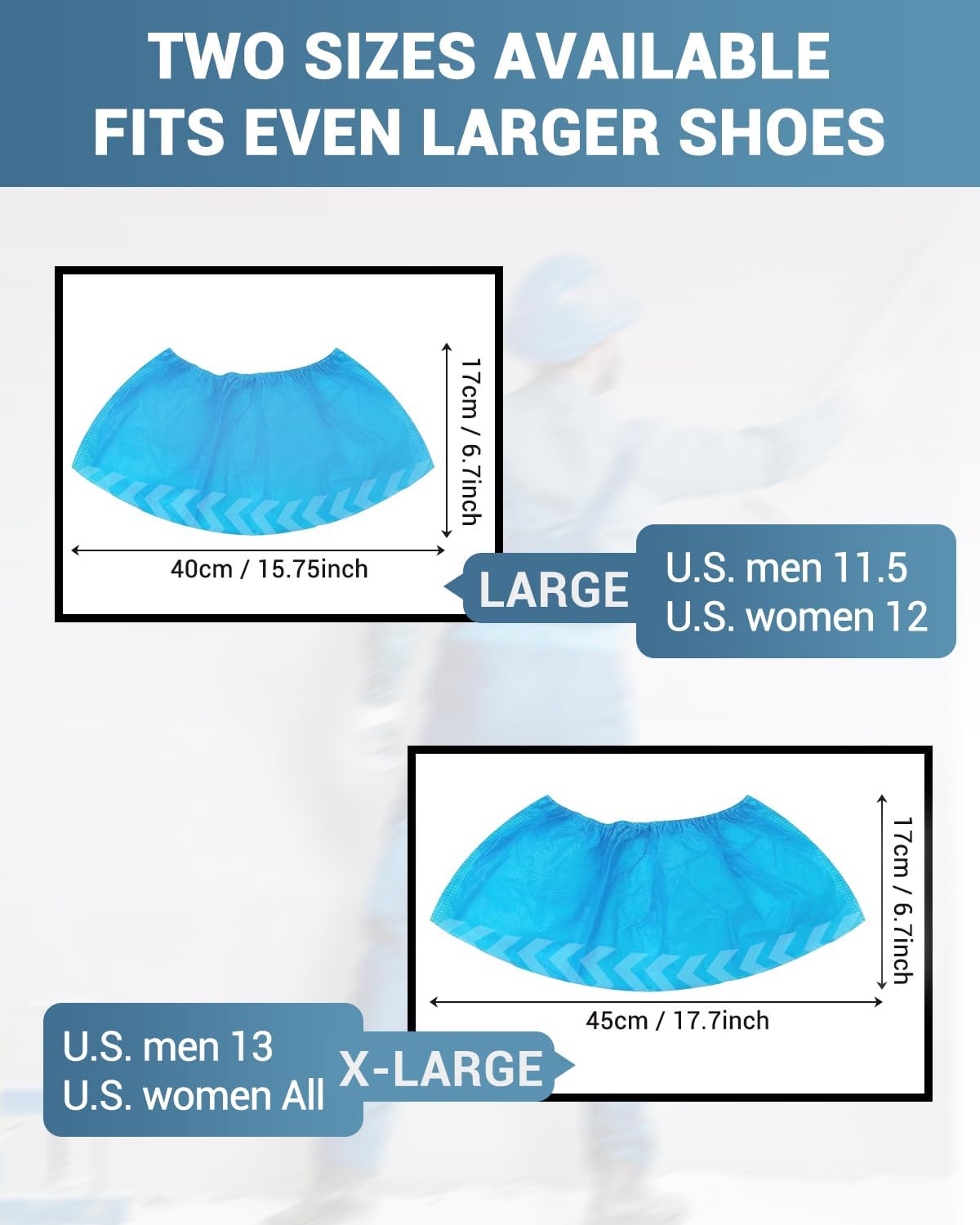 Buself X-Large 100 Count Shoe Covers Disposable Non-Slip, Premium Cloth Boot Covers, Slip-resistant, Durable, Breathable, Non-toxic, Recyclable, Stretchable Fits Up to Size 13 US Men - Blue