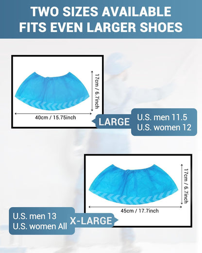 Buself X-Large 100 Count Shoe Covers Disposable Non-Slip, Premium Cloth Boot Covers, Slip-resistant, Durable, Breathable, Non-toxic, Recyclable, Stretchable Fits Up to Size 13 US Men - Blue