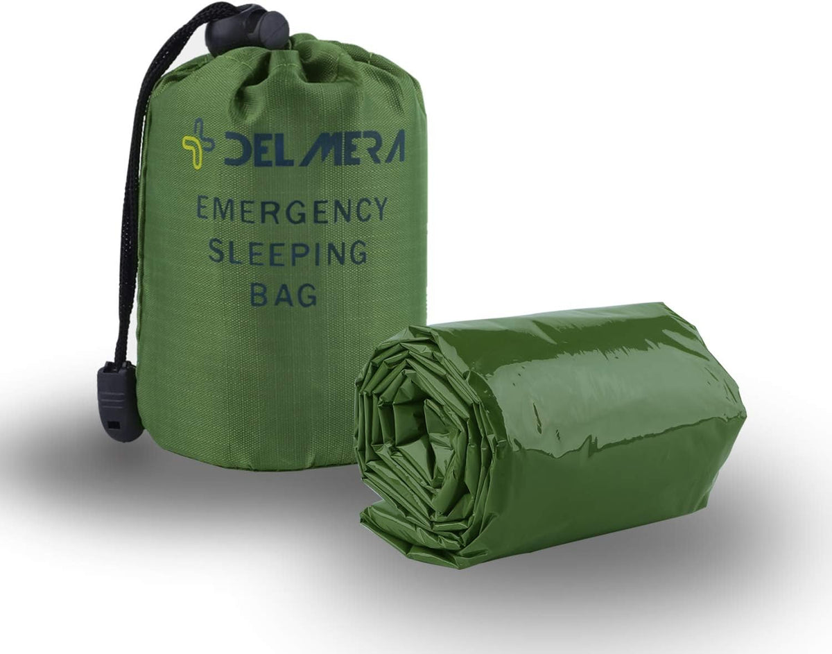 Emergency Sleeping Bag, Lightweight Survival Sleeping Bags Waterproof Thermal Emergency Blanket, Bivy Sack Survival Gear for Outdoor Adventure, Camping, Hiking, Orange, Green