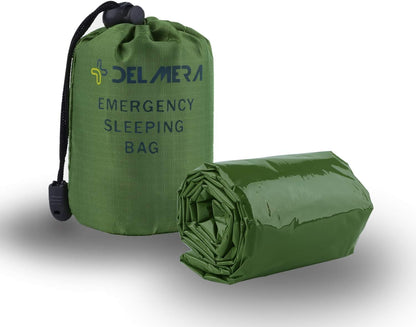 Emergency Sleeping Bag, Lightweight Survival Sleeping Bags Waterproof Thermal Emergency Blanket, Bivy Sack Survival Gear for Outdoor Adventure, Camping, Hiking, Orange, Green