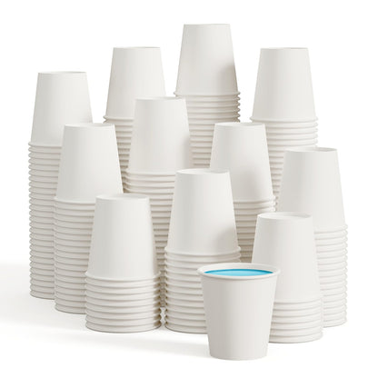 LITOPAK 400 Pack 8 oz Paper Cups, White Disposable Coffee Cups