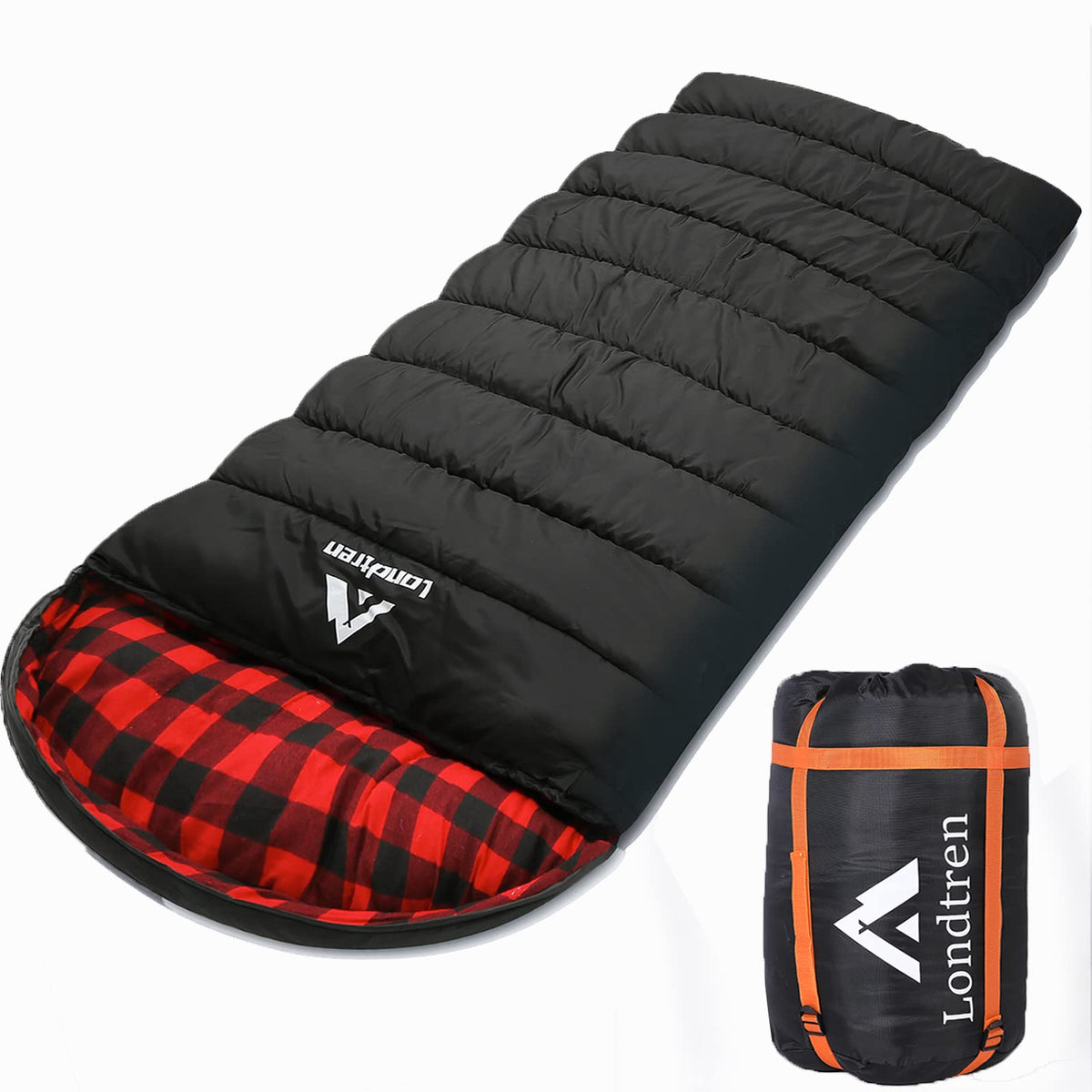 LONDTREN Large 0 Degree Sleeping Bags for Adults Cold Weather Sleeping Bag Camping Winter Below Zero 20 15 Flannel Big and Tall XXL