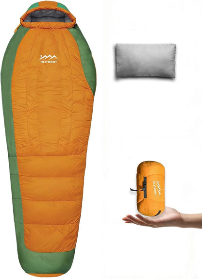 Down Sleeping Bag with Pillow for Adults and Teens