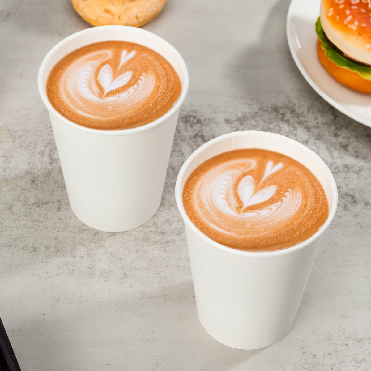 METAPRINT 300 Pack 12 oz Disposable Paper Coffee Cups, White