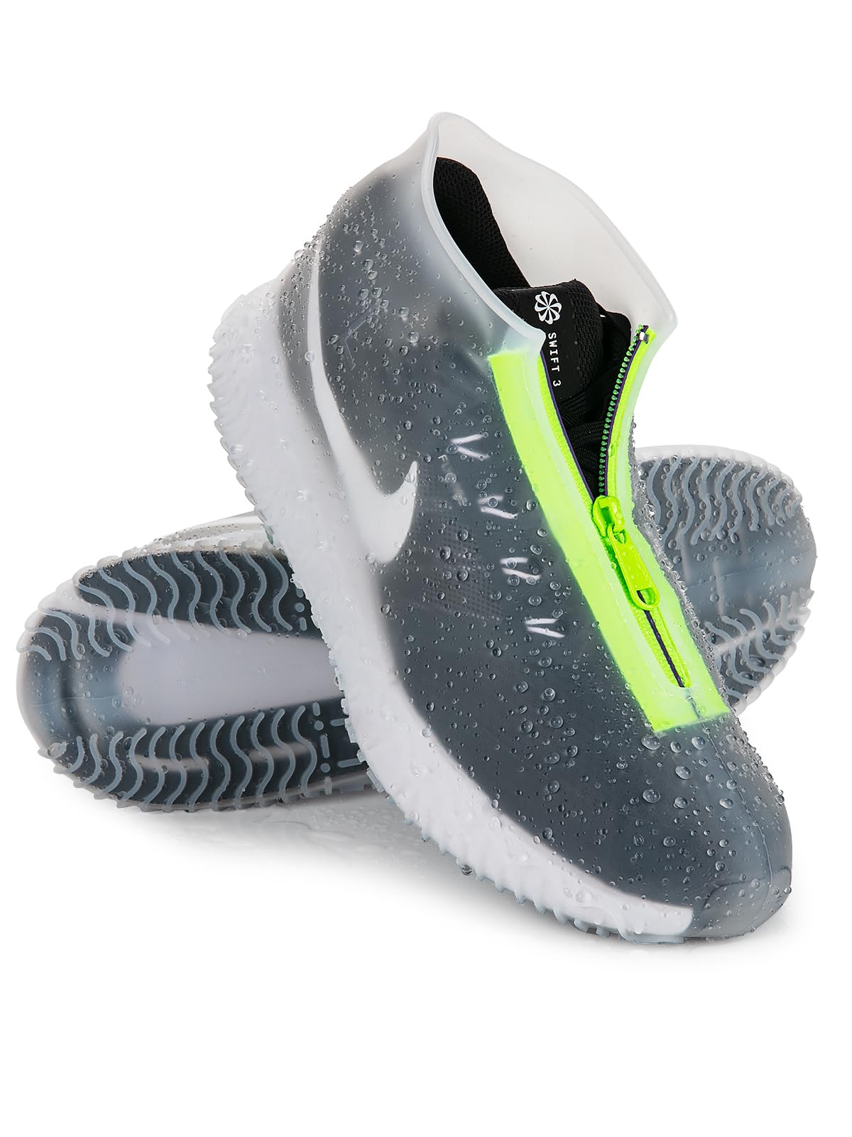 Zbyoujer Waterproof Rain Shoe Covers, Silicone Overshoes with Zipper Non-slip Galoshes for Men and Women