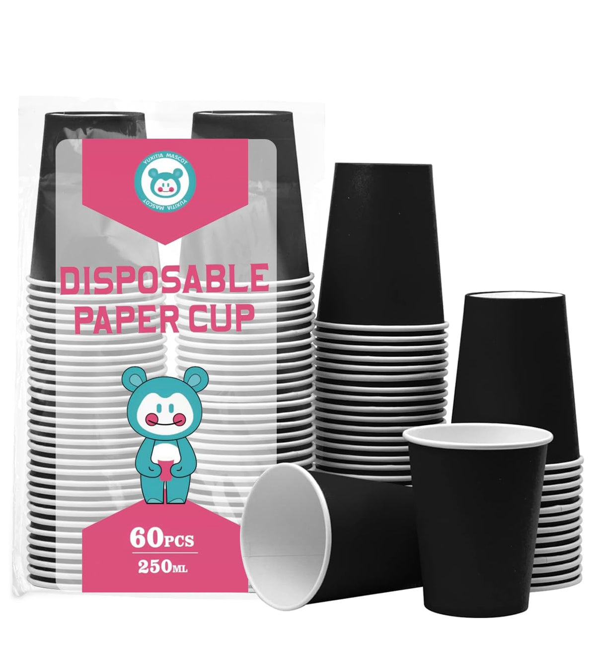 60Pcs 8oz Disposable Paper Cups For Party Picnic BBQ(Light purple)