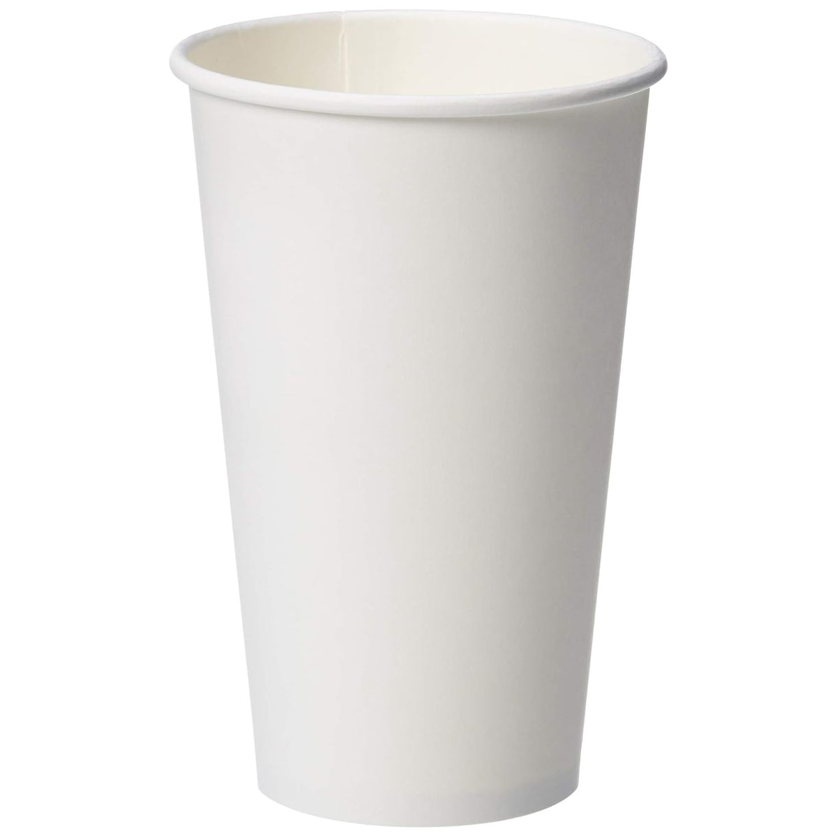 Amazon Basics Disposable Coffee Cups for Hot Beverage and Cold Drinks, Leak-Proof Paper, 16 Ounces, White, 500 Count