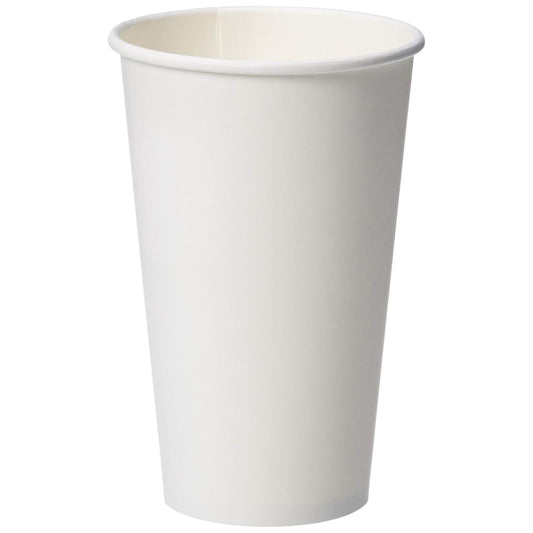 Amazon Basics Disposable Coffee Cups for Hot Beverage and Cold Drinks, Leak-Proof Paper, 16 Ounces, White, 500 Count