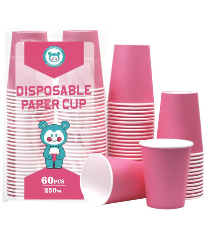 60Pcs 8oz Disposable Paper Cups For Party Picnic BBQ(Light purple)
