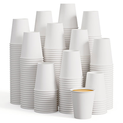 LITOPAK 400 Pack 8 oz Paper Cups, White Disposable Coffee Cups