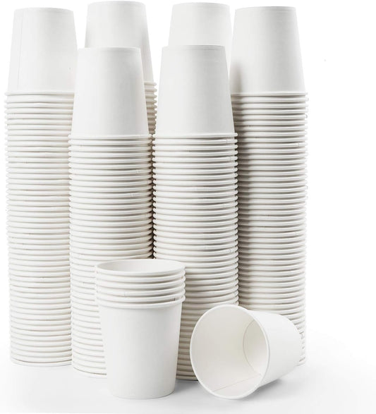Vumdua 300 Pcs 6 oz Disposable Paper Cups, Hot Cold Beverage Drinking Cup for Coffee, Water, Tea, Juice, Espresso & Cortado (White)
