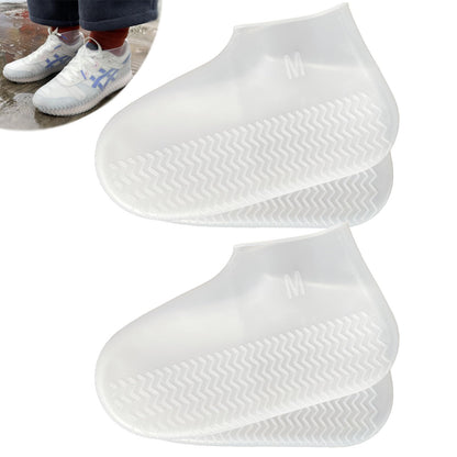 Waterproof Shoe Covers 2 Pairs, Non-Slip Reusable for Rain - Clear, L