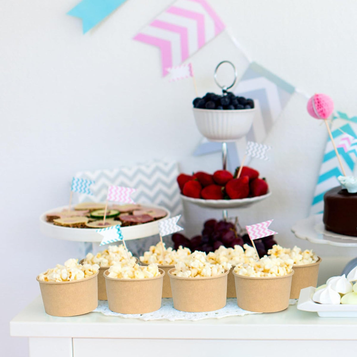 ESSENTIAL Paper Ice Cream Cups, 50 Pcs 8oz Paper Snack Bowls