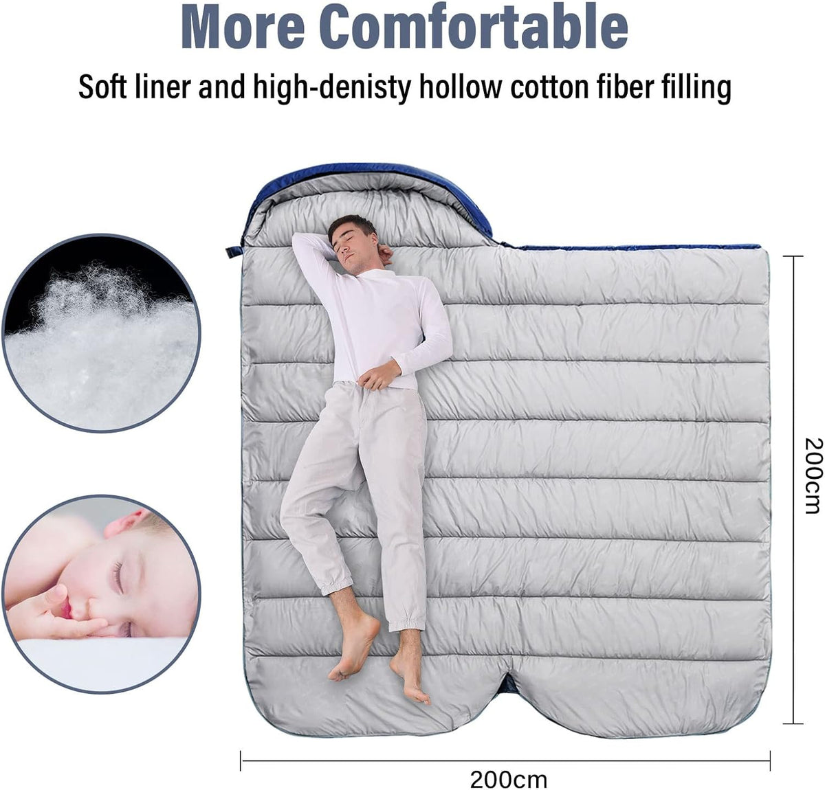 BISINNA XXL Sleeping Bag(90.55"x39.37") for Big and Tall Adults Plus Size