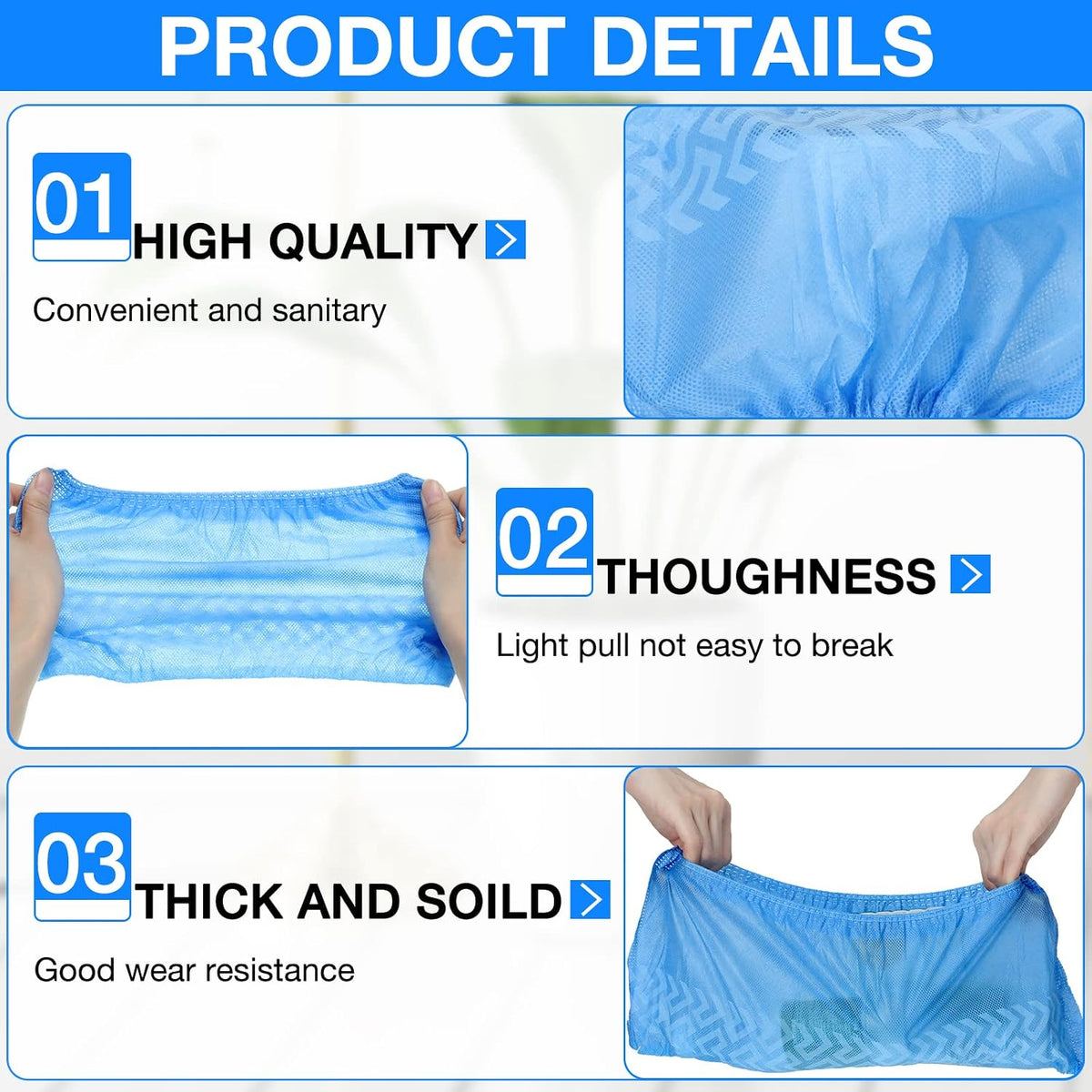 600 Packs Disposable Boot Shoe Covers Non Slip, Blue
