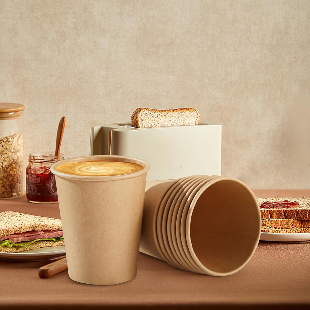 SIUQ 400 Pack 8 oz Kraft Paper Cups, Unbleached Disposable Coffee Cups