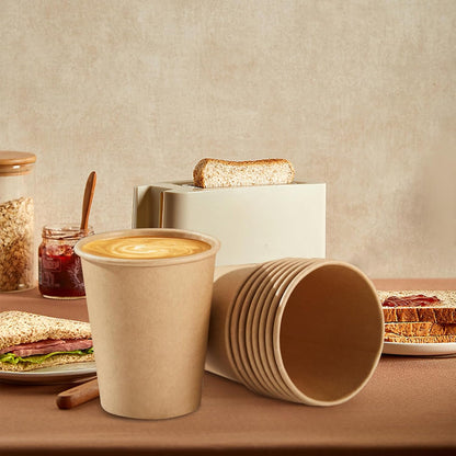 SIUQ 400 Pack 8 oz Kraft Paper Cups, Unbleached Disposable Coffee Cups