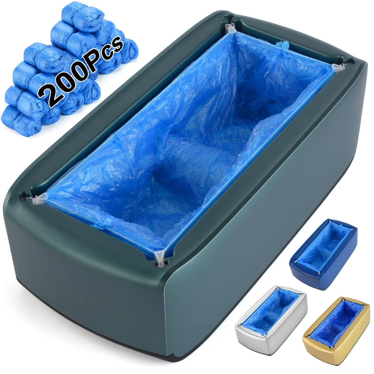 LYSHIYI Shoe Cover Dispenser with 200pcs Disposable Shoe Covers, Automatic Shoe Cover Machine Fits shoes up to Men's size 12, Suitable for Home, Factory, Hospital (Silver)