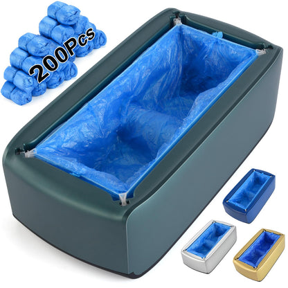 LYSHIYI Shoe Cover Dispenser with 200pcs Disposable Shoe Covers, Automatic Shoe Cover Machine Fits shoes up to Men's size 12, Suitable for Home, Factory, Hospital (Silver)