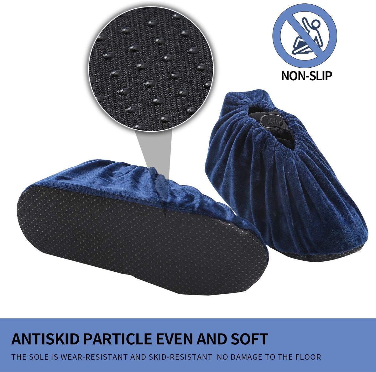5 Pairs Reusable Non Slip Shoe Covers, Premium Soft Washable Thickened Boot Shoe Covers for Household, Office, Laboratory