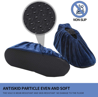 5 Pairs Reusable Non Slip Shoe Covers, Premium Soft Washable Thickened Boot Shoe Covers for Household, Office, Laboratory