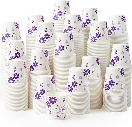 JOLLY PARTY 600 Pack 3oz Disposable Bathroom Cups, Paper Mouthwash Cups